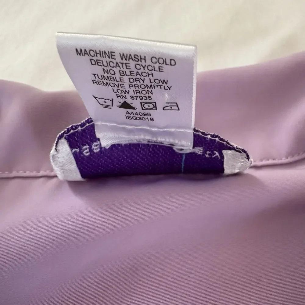 Vintage Susan Graver Style Lavender Short Sleeve Button Down Shirt Size XL
